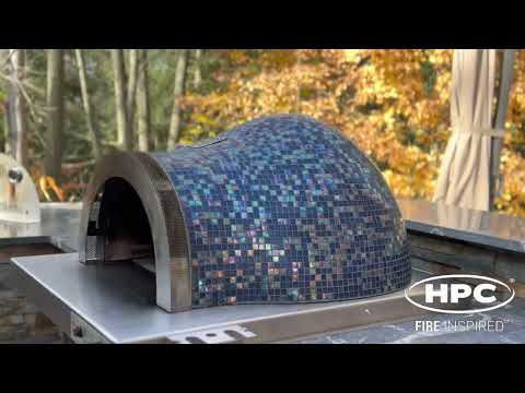 HPC Fire FDP-FORNO-EI Forno Dual Fuel Wood & Gas Countertop Glass Tile  Pizza Oven on Cart